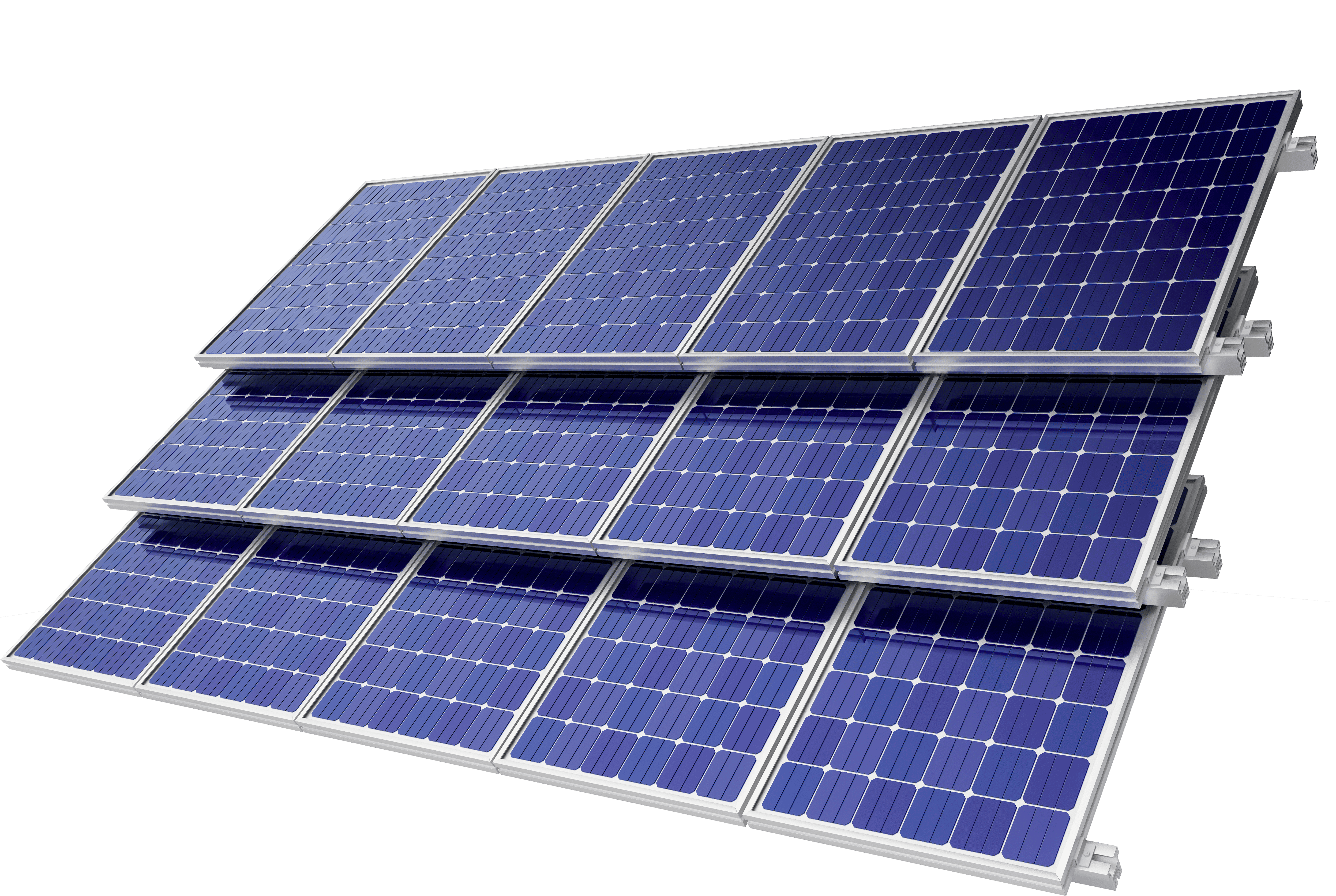 Paineis de energia solar em vista diagonal